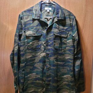 BP Men's Camo Long Sleeve Button Up Utility Shirt - Size Medium